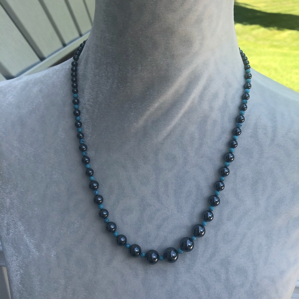 Hematite & Turquoise Necklace - Picture 7 of 11